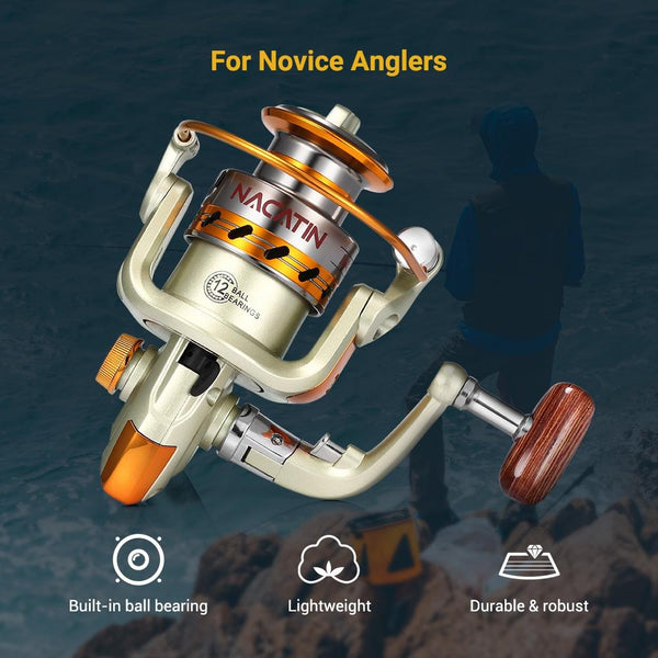NACATIN Spinning Reel Fishing Gear Fixed Spool Novice Beginner